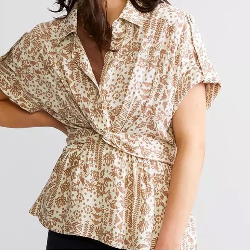 Miss Me Twisted Peplum Blouse.